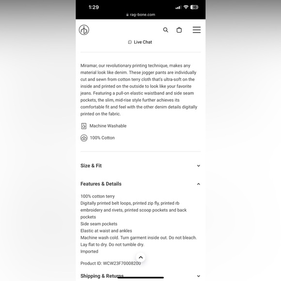 rag & bone Miramar Terry Jogger Pant
Cotton Terry - Picture 5 of 8